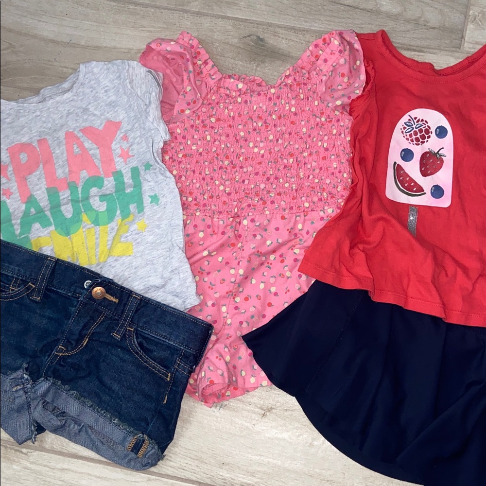GAP Old Navy Girls 5T Clothing Bundle Pink Floral Ruffle Jumper Jean Short Skort